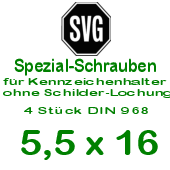 Spezialschrauben für Kennzeichenhalter 5,5x16